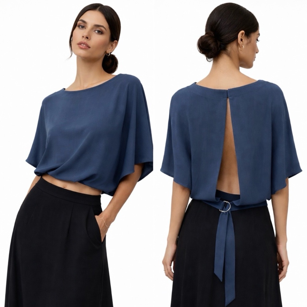 ASTR Blue Open Back Tie Top